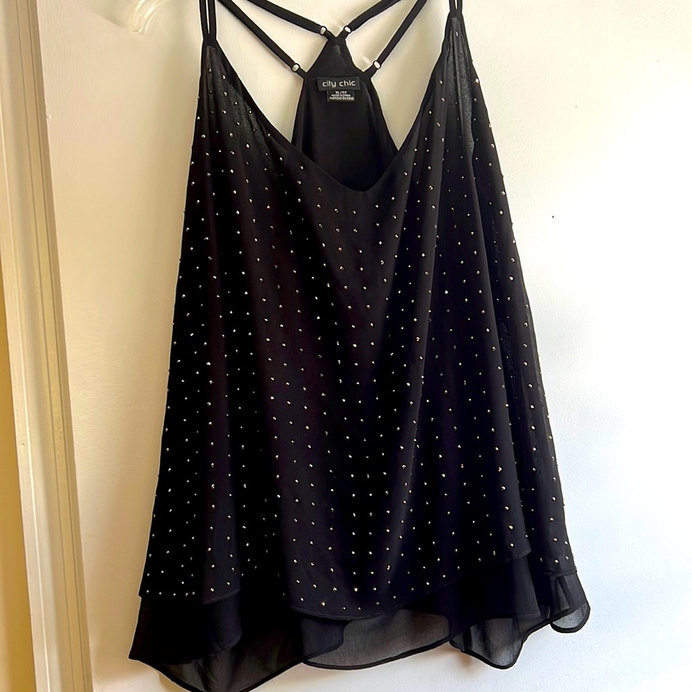 City Chic Black Embellished swing Tank